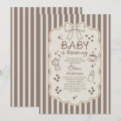Invitation Bébé prépare un café Baby Shower (Devant / Derrière)