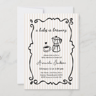 Invitation Bébé prépare un café Baby shower