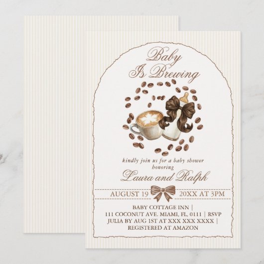 Invitation Bébé prépare un café Baby Shower (Devant / Derrière)