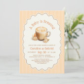 Invitation Bébé prépare un café Baby Shower (Debout devant)