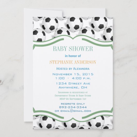 Invitation Bébé Prépayé Garçon Douche de Foot (Devant)