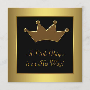 Invitation Bébé prince couronne d'or shower pour garçon