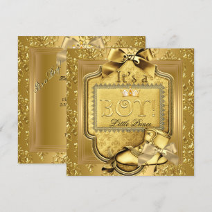 Invitation Bébé Prince Fête de Naissance Bébé Garçon Élite Da