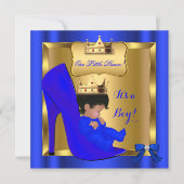 Invitation Bébé Prince Royal Cadeau Cadeau Chaussure Bleue 3 (Devant)