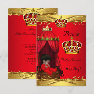 Invitation Bébé Prince Royal Fête Prénatale Garçon Couronne R