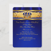Invitation Bébé Prince Shower Bleu Royal Or (Dos)