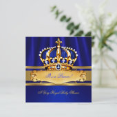 Invitation Bébé Prince Shower Bleu Royal Or (Debout devant)