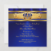 Invitation Bébé Prince Shower Bleu Royal Or (Dos)