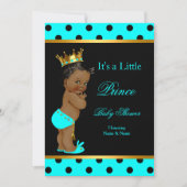 Invitation Bébé prince shower garçon sarcelle noir ethnique (Devant)