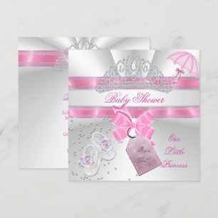 Invitation Bébé princesse Baby Shower Fille Blanc Couronne ma