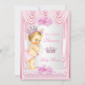 Invitation Bébé princesse blonde shower en soie rose (Devant)