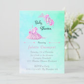 Invitation Bébé Princesse de Ballet à l'aquarelle rose (Debout devant)