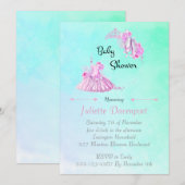 Invitation Bébé Princesse de Ballet à l'aquarelle rose (Devant / Derrière)