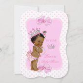 Invitation Bébé princesse Fête prénatale Fille Rose Points et (Devant)