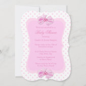 Invitation Bébé princesse Fête prénatale Fille Rose Points et (Dos)