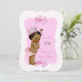 Invitation Bébé princesse Fête prénatale Fille Rose Points et (Debout devant)