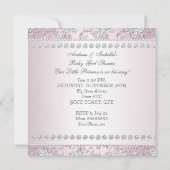 Invitation Bébé Princesse Fille Rose Chaise Argentée Blonde (Dos)