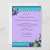 Invitation Bébé Princesse Fille Saumon Bleu Violet Blond (Dos)