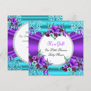 Invitation Bébé Princesse Fille Saumon Floral 3