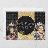 Invitation Bébé princesse or bébé jumeaux noirs douche  (Devant)