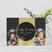 Invitation Bébé princesse or bébé jumeaux noirs douche  (Debout devant)