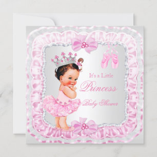 Invitation Bébé princesse shower fille rose ballerine brune