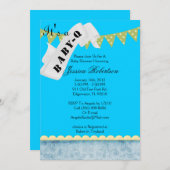 Invitation Bébé Q Bar-B-Q Douche, Cute (Devant / Derrière)