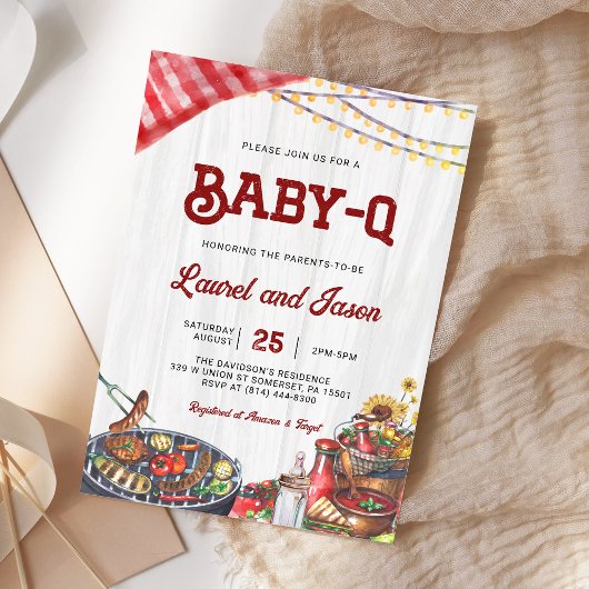 Invitation Bébé Q Jardin barbecue Couples Coed Baby shower ru