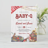 Invitation Bébé Q Jardin barbecue Couples Coed Baby shower ru (Debout devant)