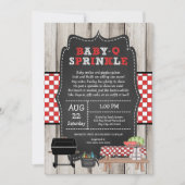 Invitation Bébé Q Parsemé, baby shower barbecue en bois rusti (Devant)