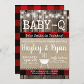 Invitation Bébé-Q rustique Buffalo Plaid Couples Douche (Devant / Derrière)