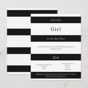 Invitation bébé rayures noir et blanc Linear Chic