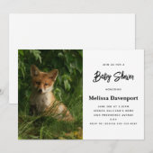 Invitation Bébé renard mignon dans une forêt verte Baby Showe (Devant / Derrière)