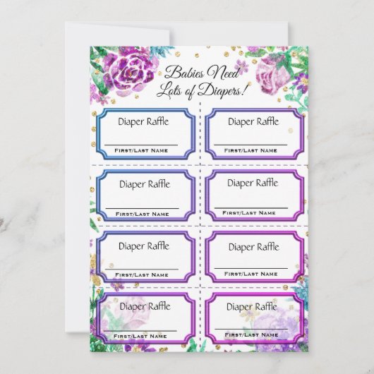 Invitation Bébé Repas de couches Billets Floral (Devant)