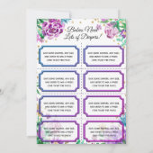 Invitation Bébé Repas de couches Billets Floral (Dos)