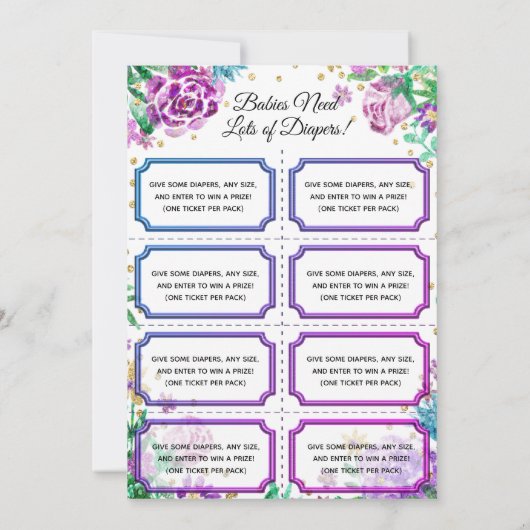 Invitation Bébé Repas de couches Billets Floral (Dos)