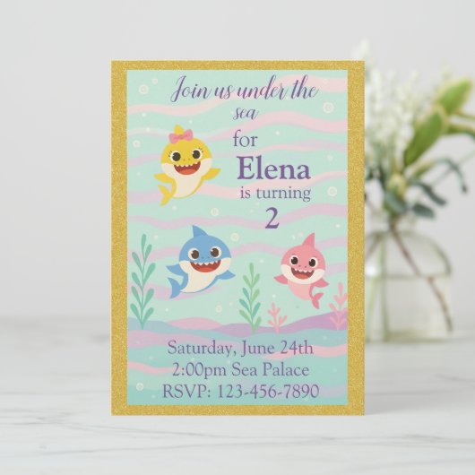 Invitation Bébé Requin (Debout devant)