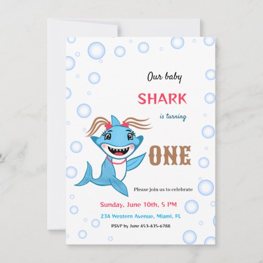 Invitation Bébé requin (Devant)
