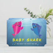 Invitation Bébé requin rose 🦈 bleu fête d'anniversaire (Debout devant)