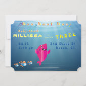 Invitation Bébé requin rose 🦈 bleu fête d'anniversaire (Dos)