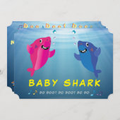 Invitation Bébé requin rose 🦈 bleu fête d'anniversaire (Devant / Derrière)