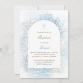 Invitation Bébé Respiration blanc bleu bébé garçon Baptême (Devant)