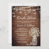 Invitation Bébé Respiration Mason Jar Rustic Couple Douche (Devant)