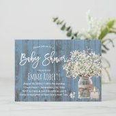 Invitation Bébé respirer jarre et bougie Dusty Baby shower bl (Debout devant)