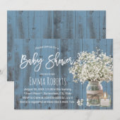 Invitation Bébé respirer jarre et bougie Dusty Baby shower bl (Devant / Derrière)