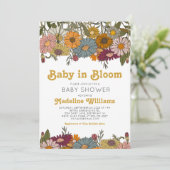 Invitation Bébé rétro dans le Baby shower de la marguerite en (Debout devant)