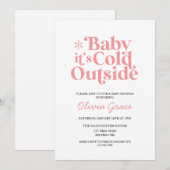 Invitation Bébé rétro Il fait froid dehors Baby shower (Devant / Derrière)