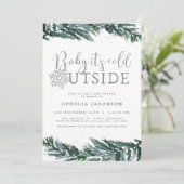 Invitation Bébé RORY Son Baby shower de pin d'hiver extérieur (Debout devant)