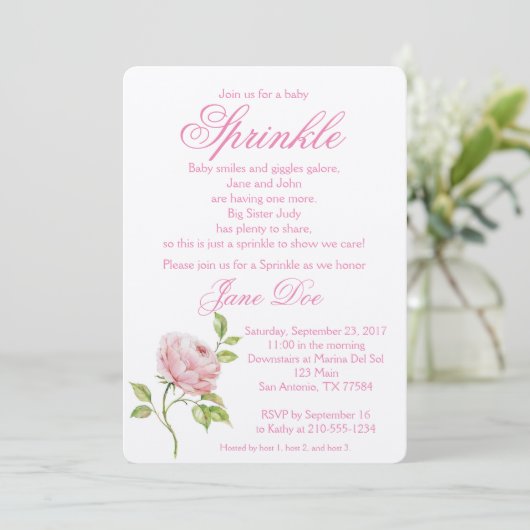 Invitation Bébé rose (Debout devant)