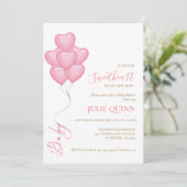 Invitation Bébé rose Aquarelle Balloon Baby shower Boho (Debout devant)